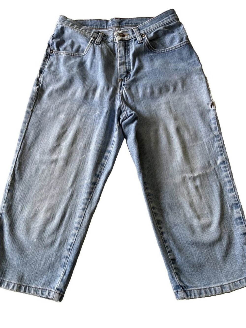 Riders Lee Vintage Capri Jeans Womens 8P Blue Denim Cropped Pants Snap Vent